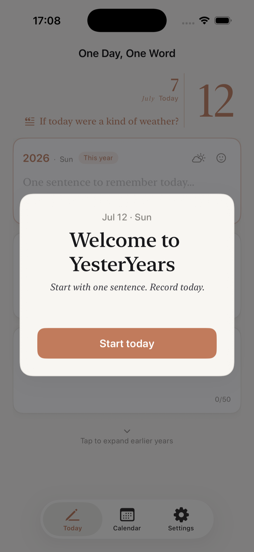 YesterYears 欢迎界面预览